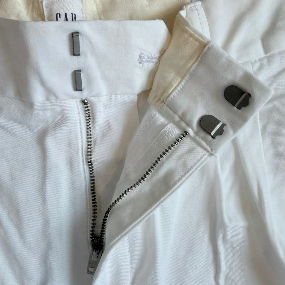 Gap Pleated White Shorts Womens 16 High Rise Cotton Stretch Chino